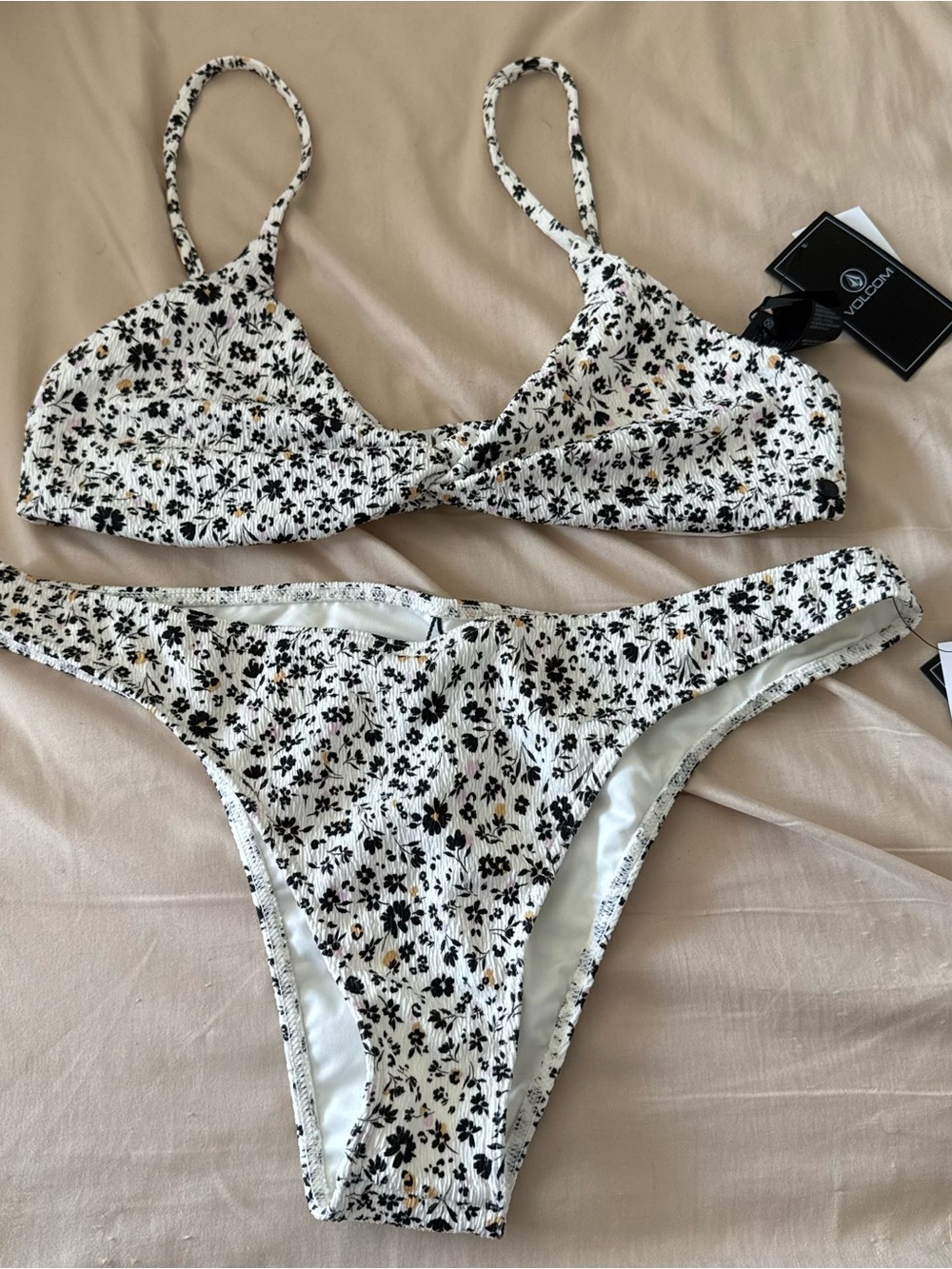 Volcom White Black Floral Bikini Set